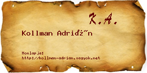 Kollman Adrián névjegykártya
